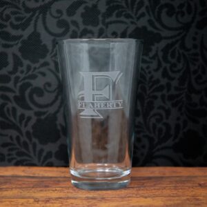 Last Name and Initial Personalized Etched Beer Pub Pint Glass