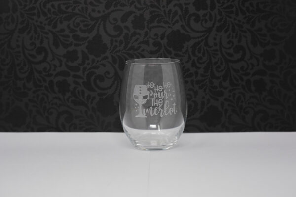 Ho Ho Ho Pour the Merlot Christmas Etched Stemless or Stemmed Wine Glass