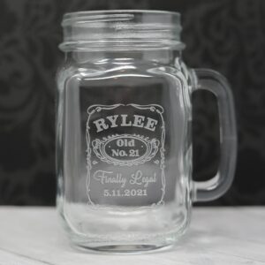 Whiskey Label Birthday Etched Drinkware