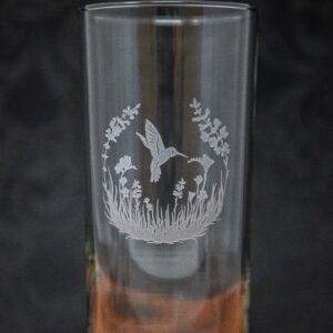 Hummingbird Sipping Nectar Etched Drinkware