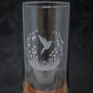 Hummingbird Flying Etched Drinkware