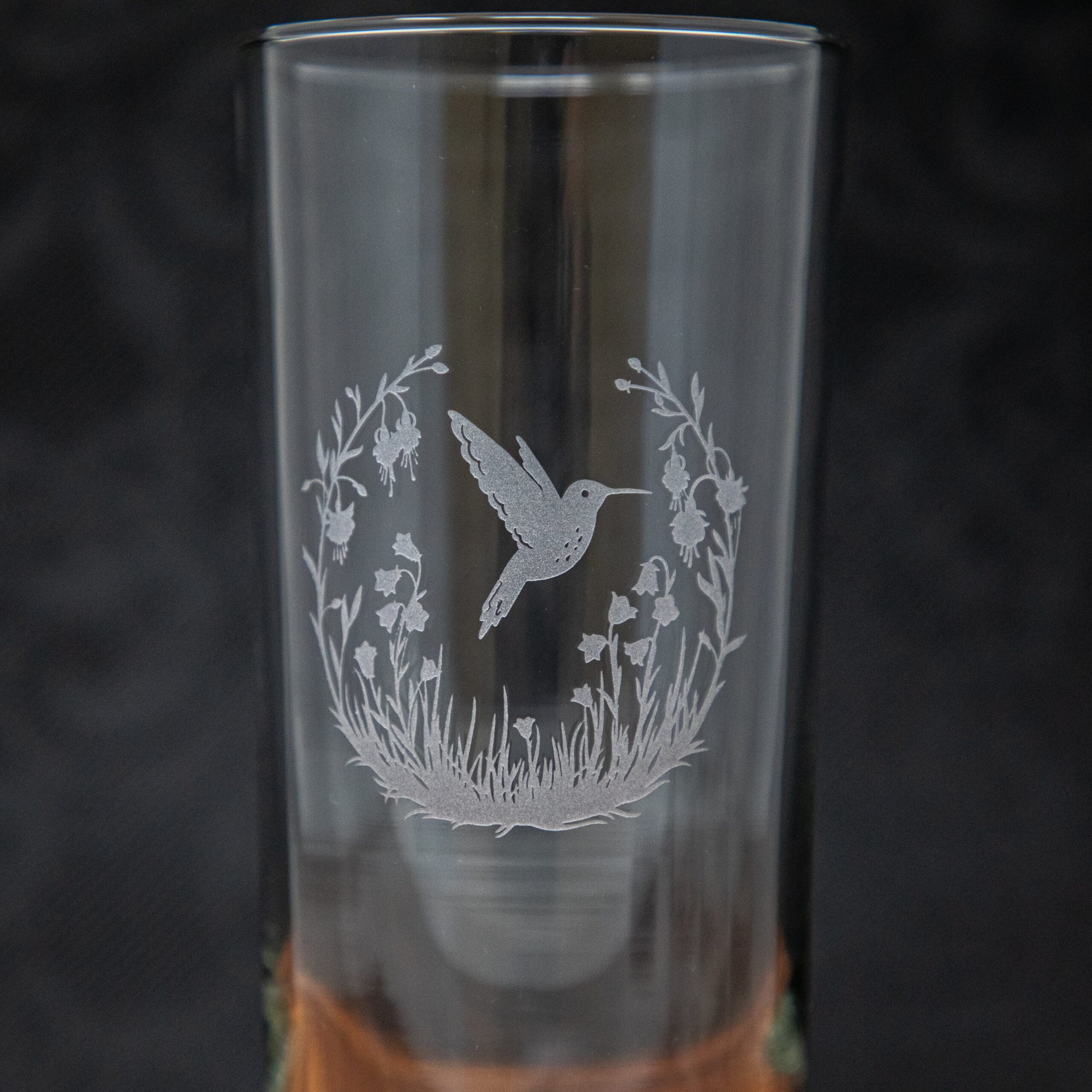 Hummingbird Flying Etched Drinkware