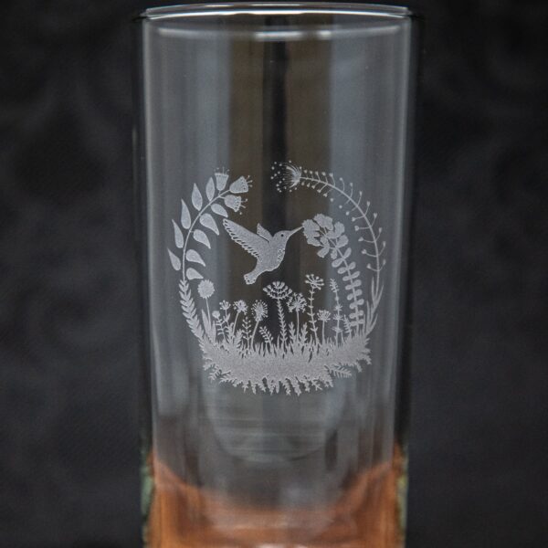 Hummingbird Collecting Nectar Etched Drinkware