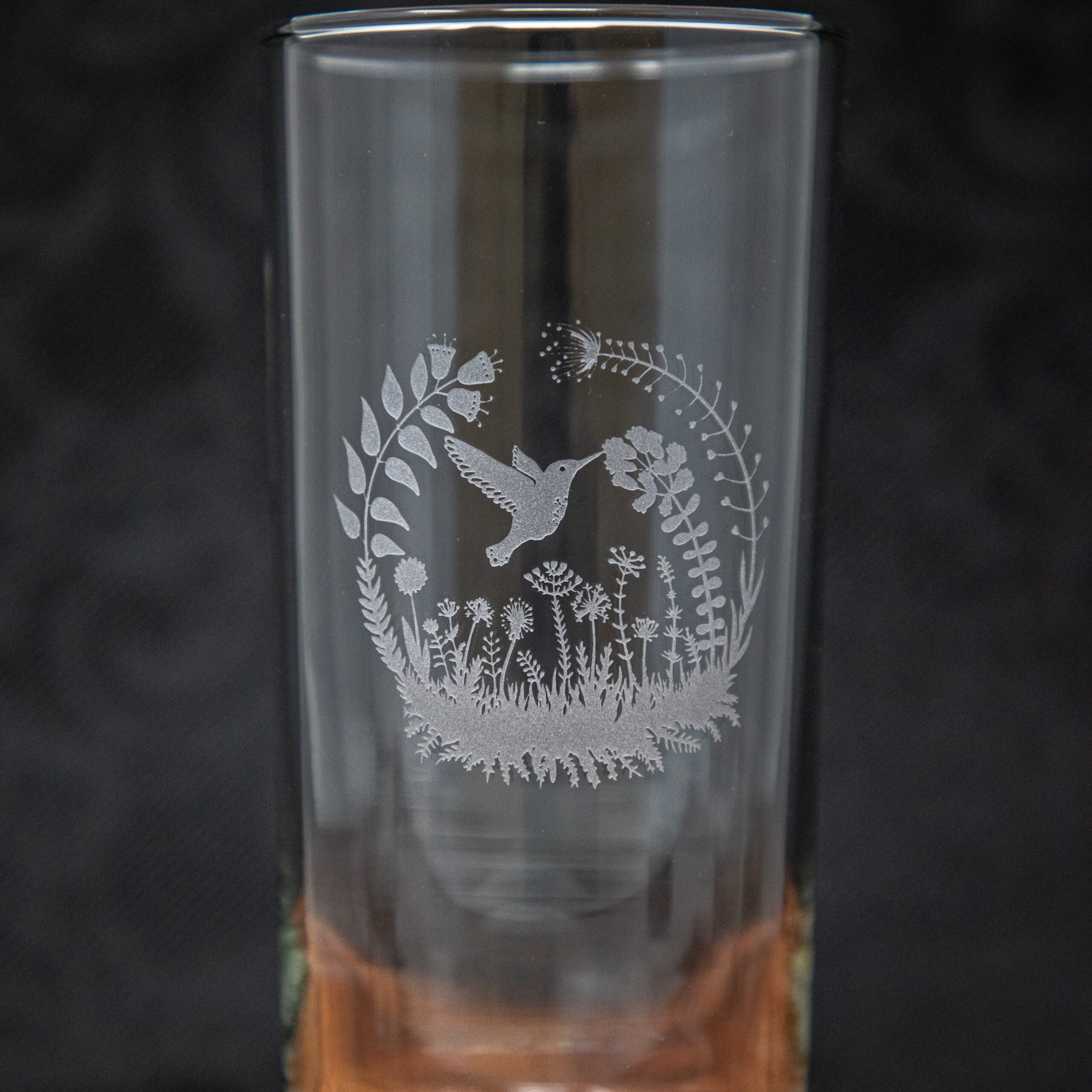 Hummingbird Collecting Nectar Etched Drinkware