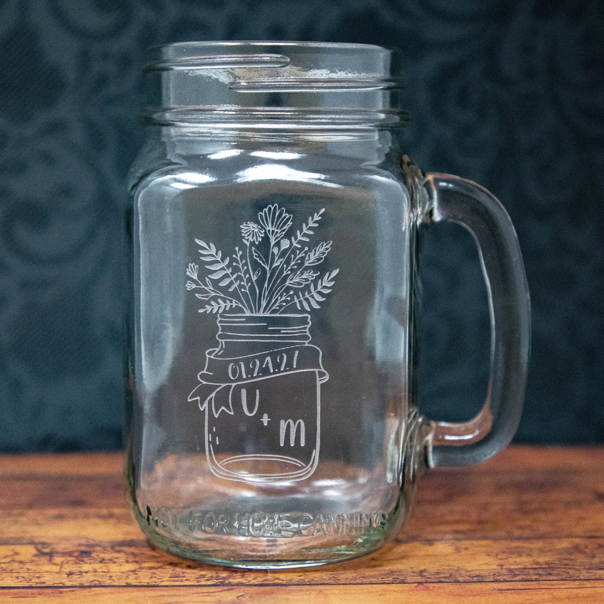 Mason Jar Flowers Etched Drinkware - Image 3