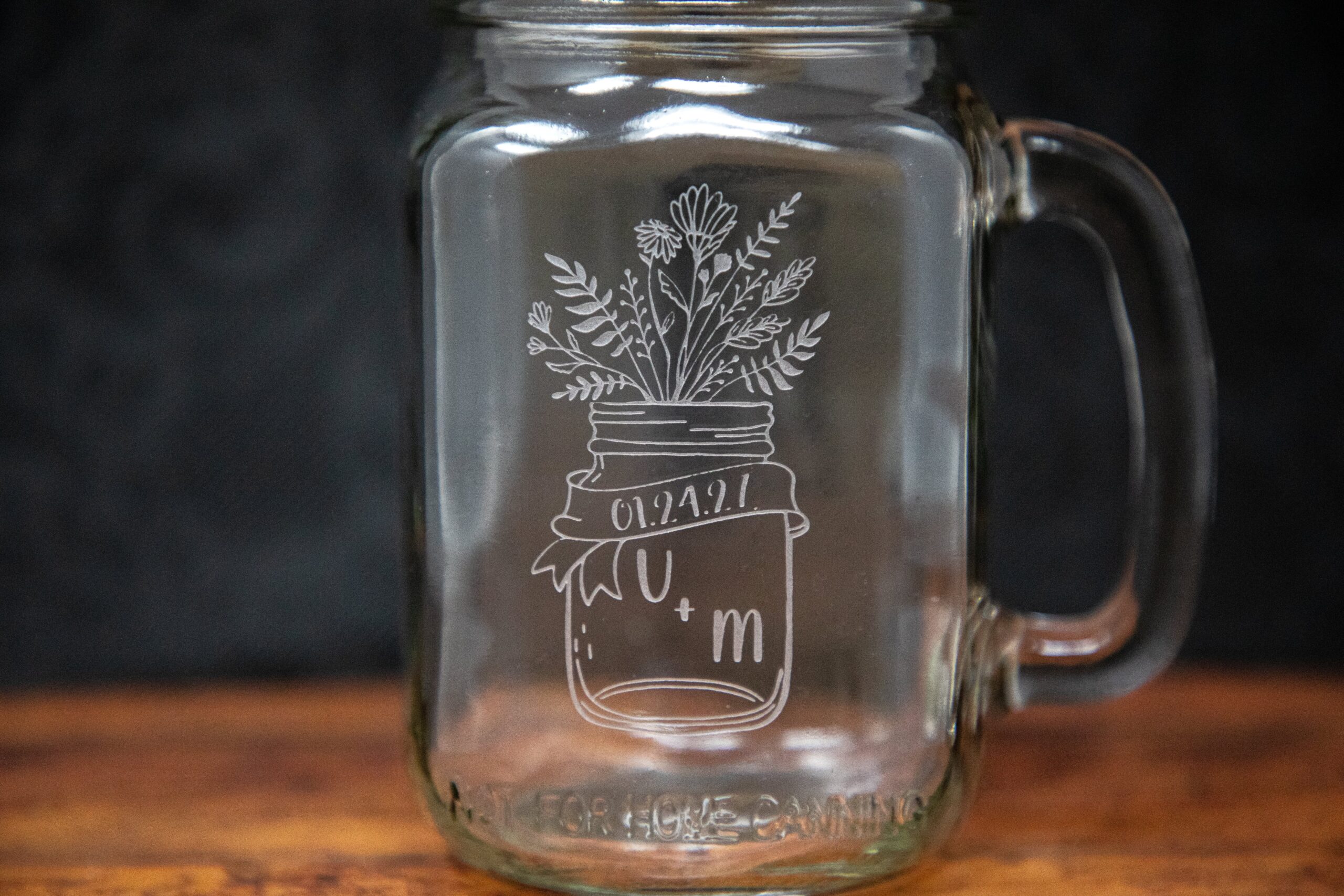 Mason Jar Flowers Etched Drinkware - Image 2