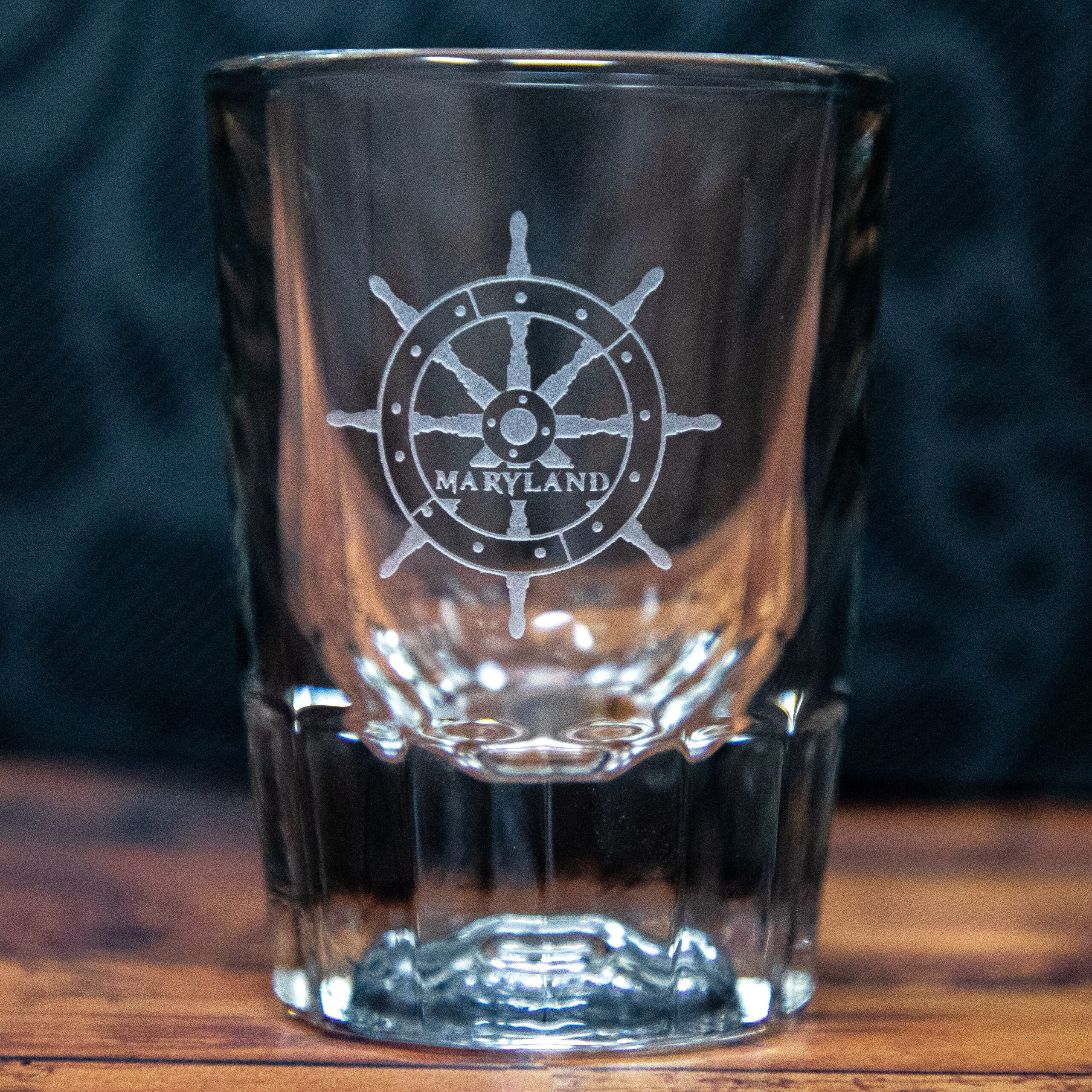 Ship Wheel Etched Drinkware