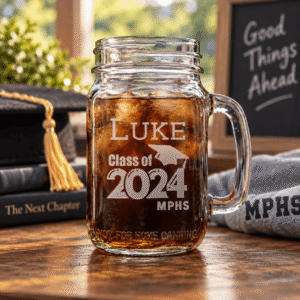 Personalized Graduation Glass – Class of [Year] Etched Drinkware