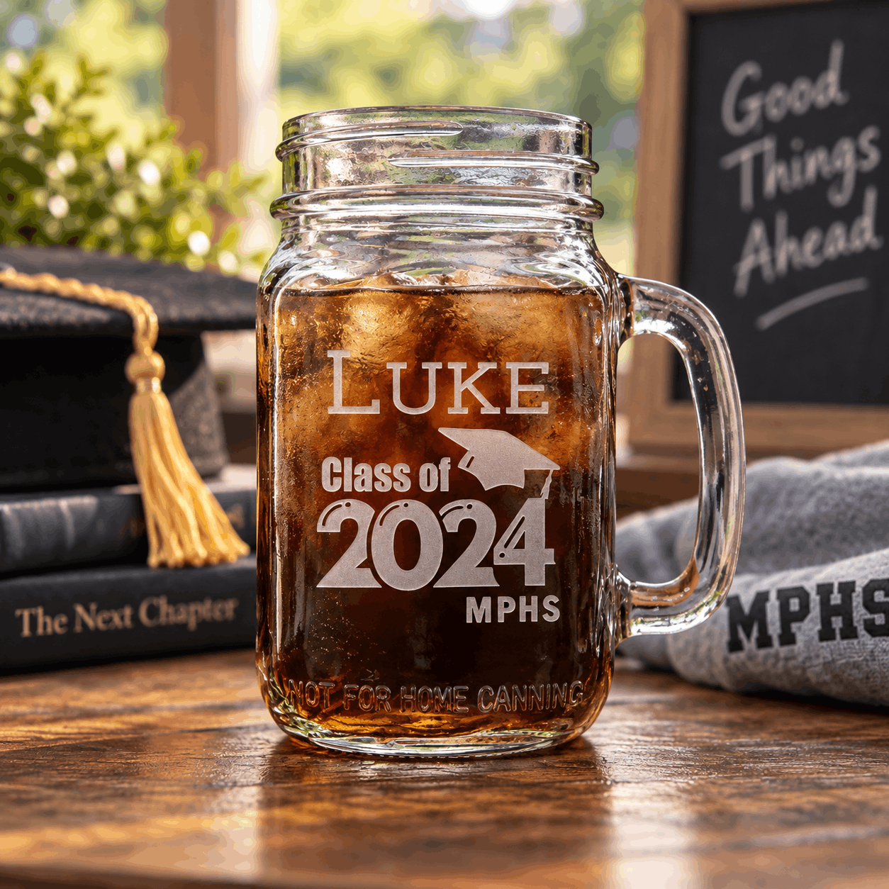 Personalized Graduation Glass – Class of [Year] Etched Drinkware