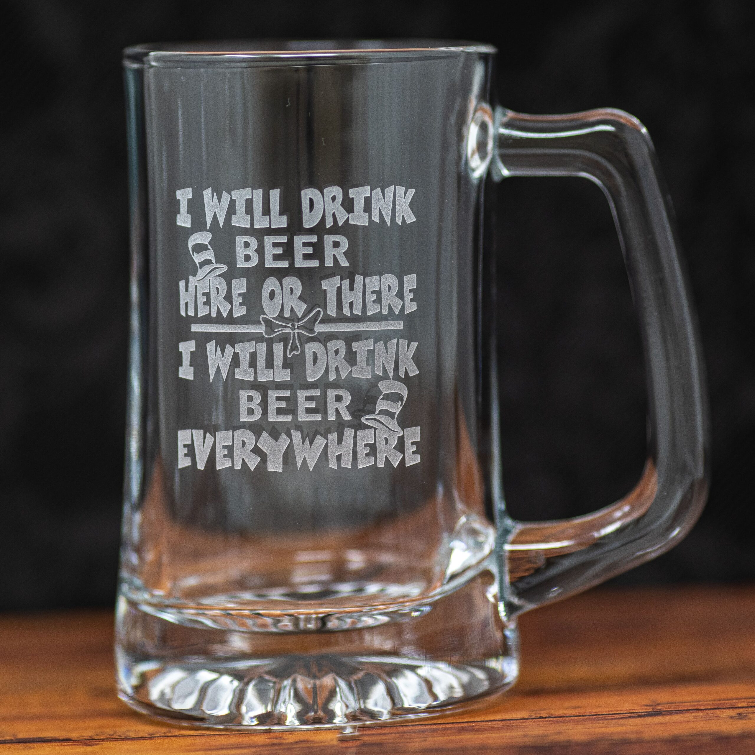 Classic Storybook Cat | Sandblast Engraved Beer Glass | Whimsical Literary Gift