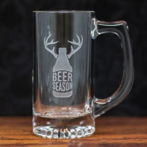 Deer Season Funny Glass | Etched Beer Mug | Hunting Gift | Beer Season Humor