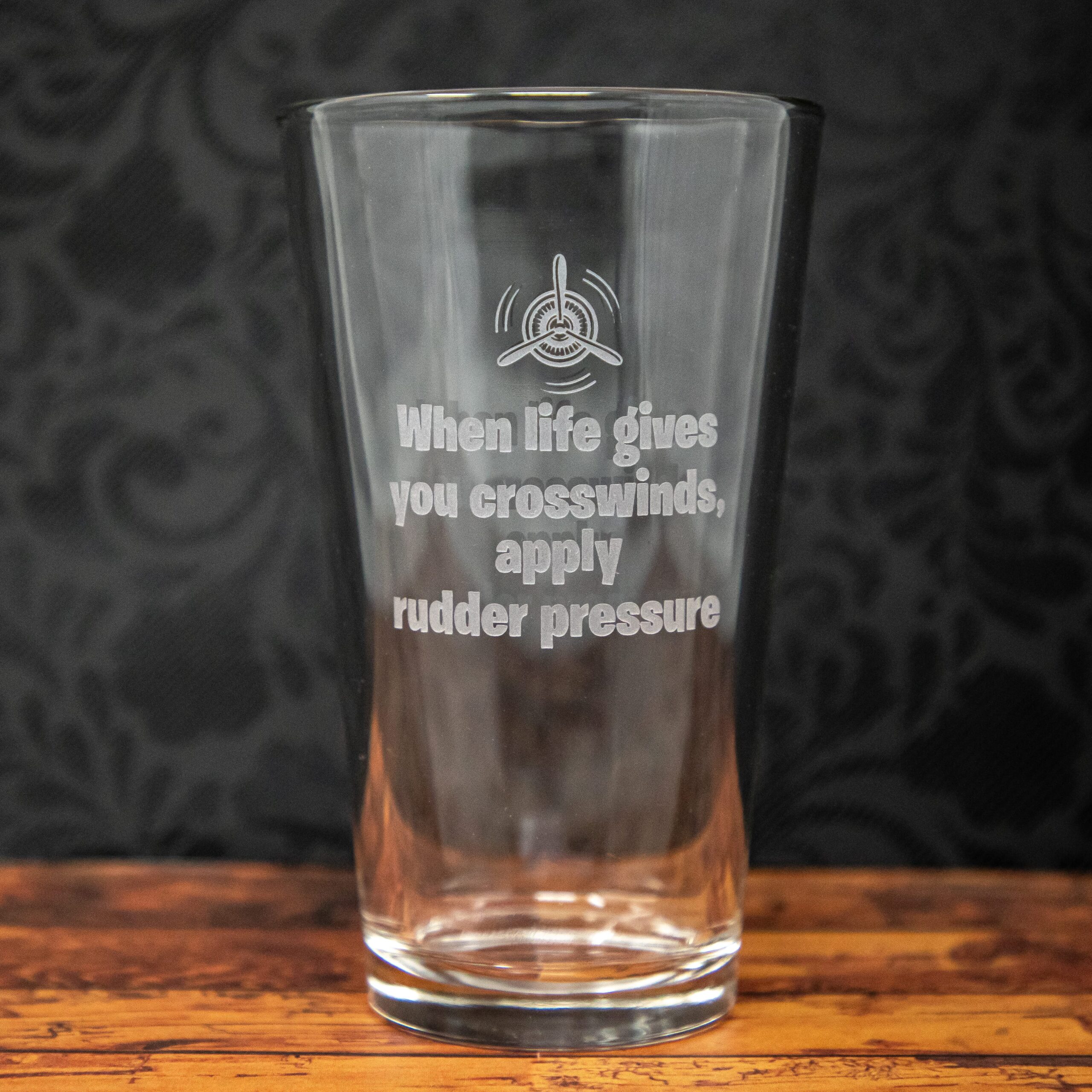 Sandblast Etched Glass | Apply Rudder Pressure | Pilot Gift | Aviation Drinkware - Image 7