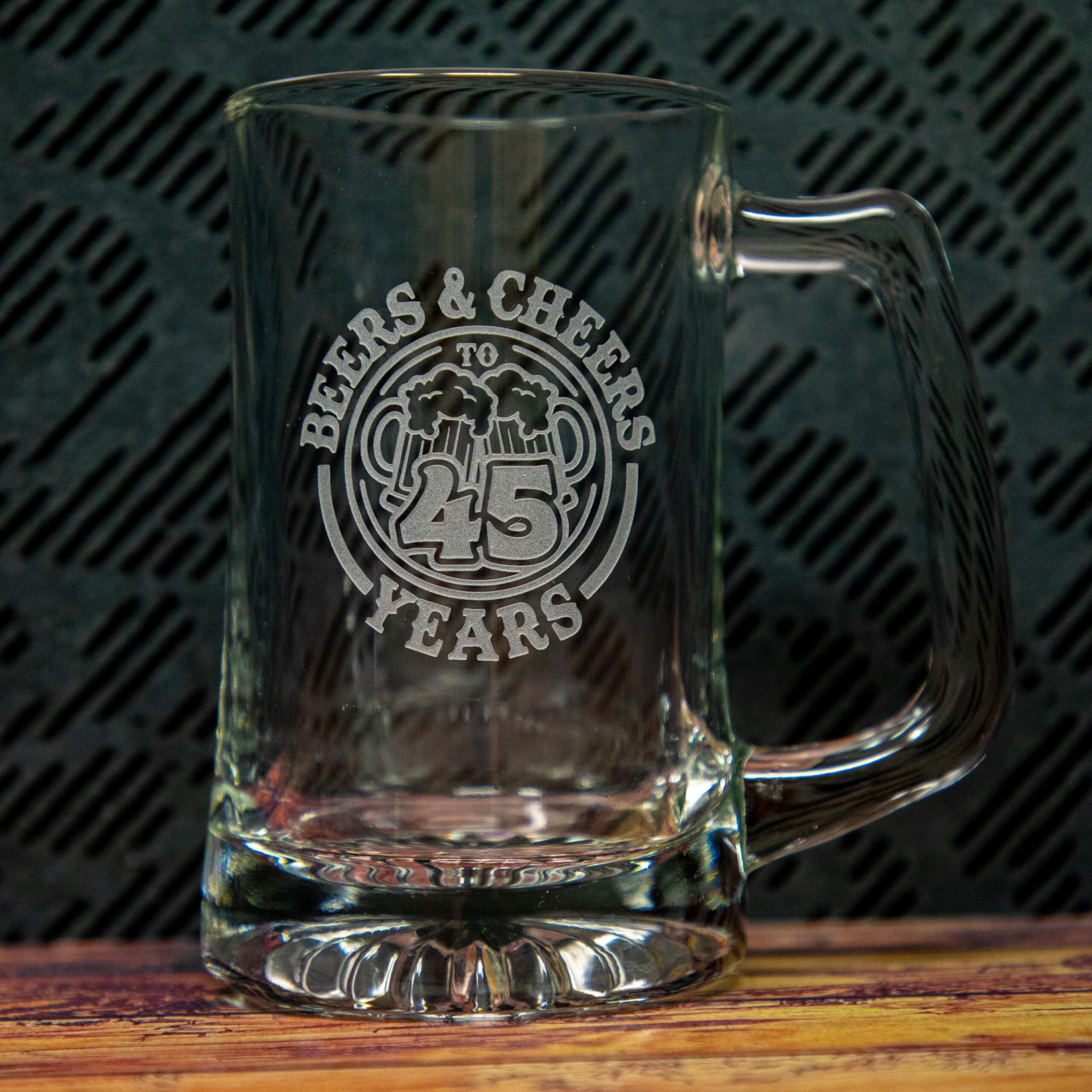 Beers & Cheers to 45 Years Etched Drinkware | 45th Birthday Gift | Anniversary Glass | Custom Milestone Glass - Image 2