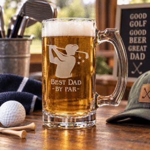 Best Dad By Par Golf Glass – Etched Golf Gift for Dad