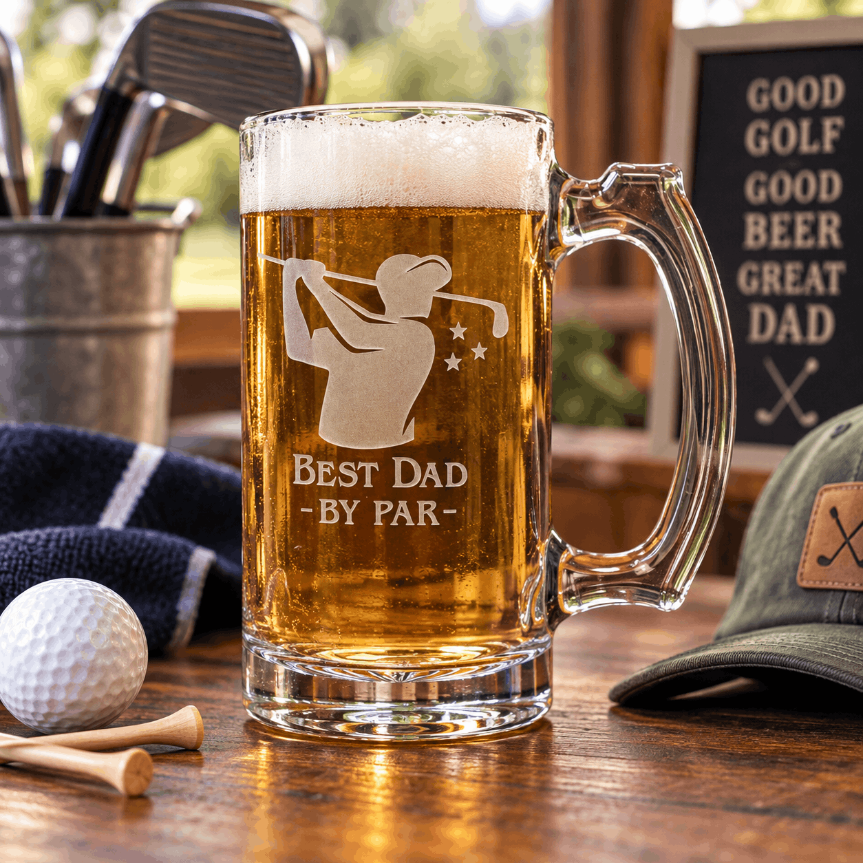 Best Dad By Par Golf Glass – Etched Golf Gift for Dad