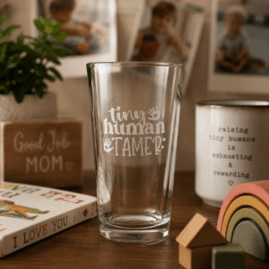Tiny Human Tamer – Funny Etched Teacher, Parent & Caregiver Drinkware