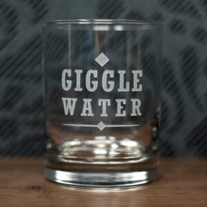 Giggle Water Etched Glass | Sandblast Engraved Drinkware | Vintage Flapper Inspired Gift | Funny Cocktail Glass | Barware Gift for Her & Him