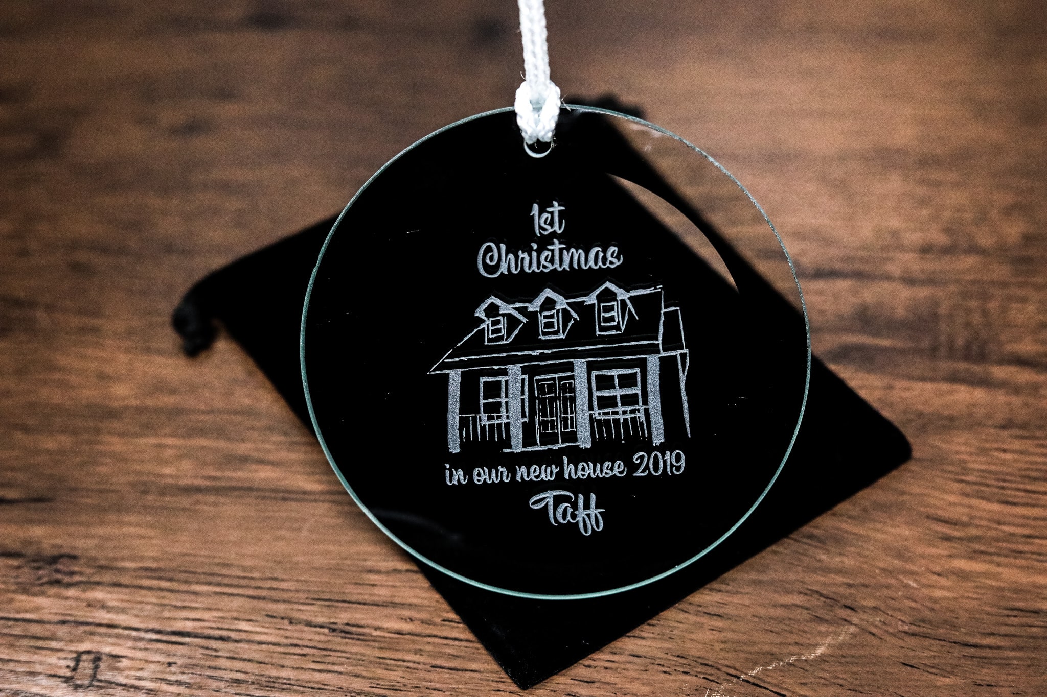 Custom House Sketch Glass Ornament | Sandblast Etched Home Portrait Suncatcher | Personalized New Home Gift | Engraved Housewarming Keepsake - Image 2