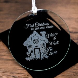 Sandblast Etched First Christmas in Our New House Ornament | Gingerbread House Glass Ornament | New Home Gift | Personalized Holiday Keepsake
