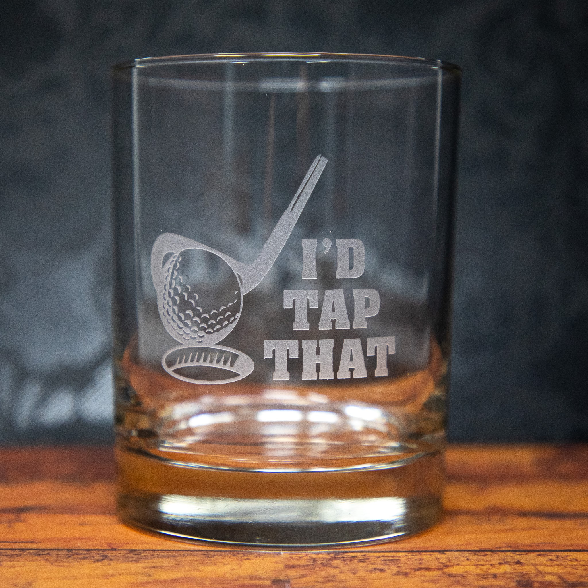 I’d Tap That Etched Golf Glass | Funny Sandblast Engraved Drinkware | Golfer Gift for Him & Her | Golf Humor Barware | 19th Hole Glass