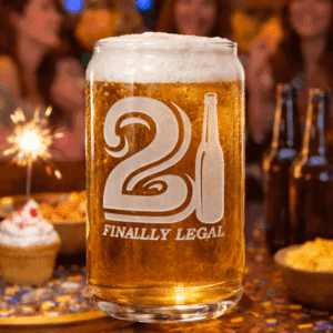 21st Birthday Gift – Finally Legal Etched Glass | Personalized 21 Gift | Funny 21st Birthday Drinkware | Beer, Wine, Whiskey, Coffee Options