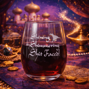 Shining Shimmering Shit Faced Glass | Sandblast Engraved Magic Lamp Inspired Adult Humor Gift