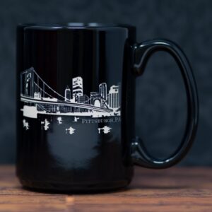 Sandblast Etched Pittsburgh Skyline & Bridge Glass | Engraved Cityscape Drinkware | Pittsburgh Gift