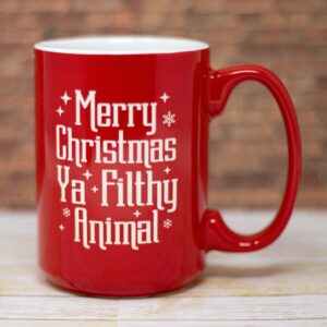 Merry Christmas Ya Filthy Animal Etched Glass | Sandblast Engraved Holiday Cup | Funny Christmas Movie Gift | Xmas Drinkware