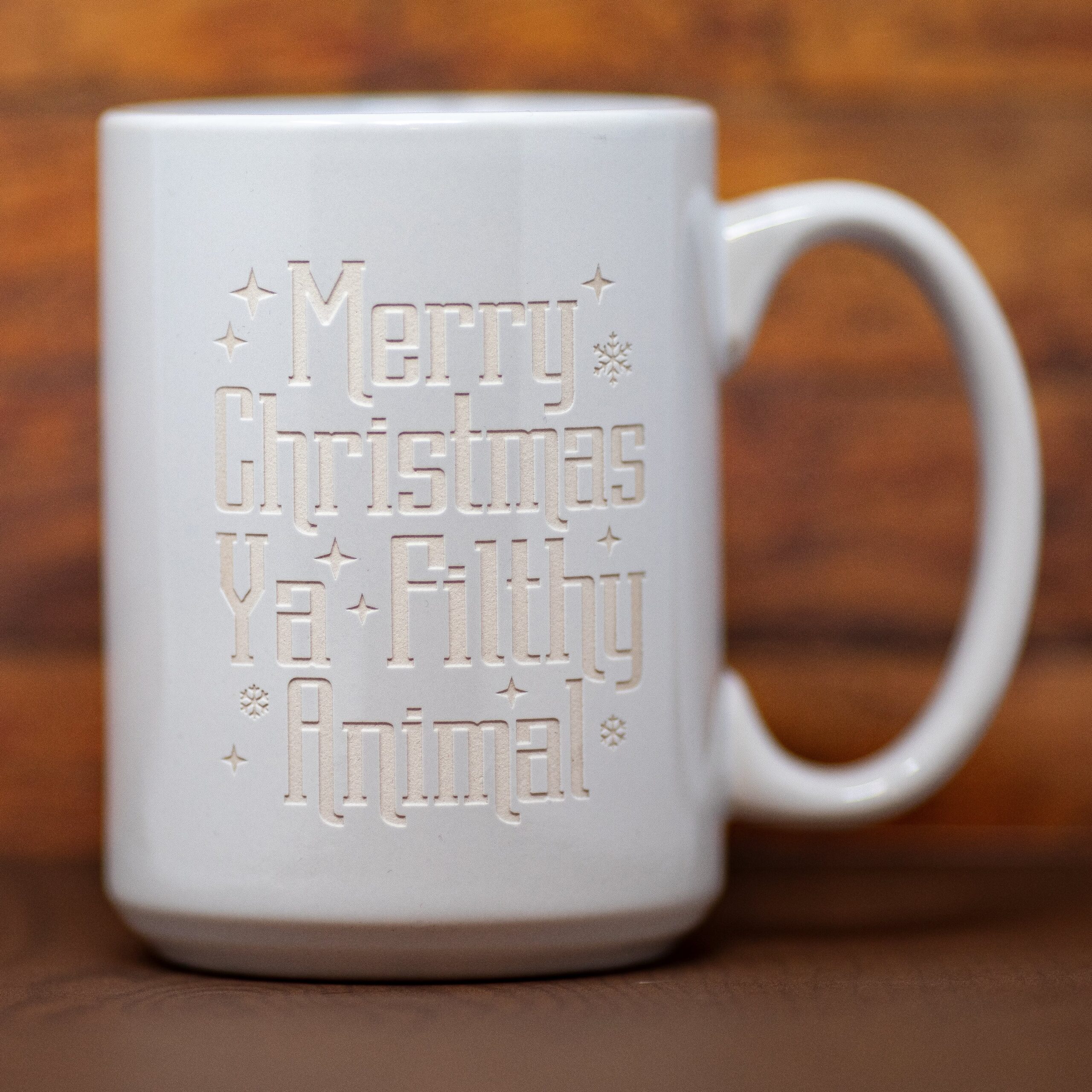 Merry Christmas Ya Filthy Animal Etched Glass | Sandblast Engraved Holiday Cup | Funny Christmas Movie Gift | Xmas Drinkware - Image 2