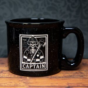 Sandblast Etched Skeleton Captain Mug | Firefighter Coffee Mug | Engraved First Responder Gift
