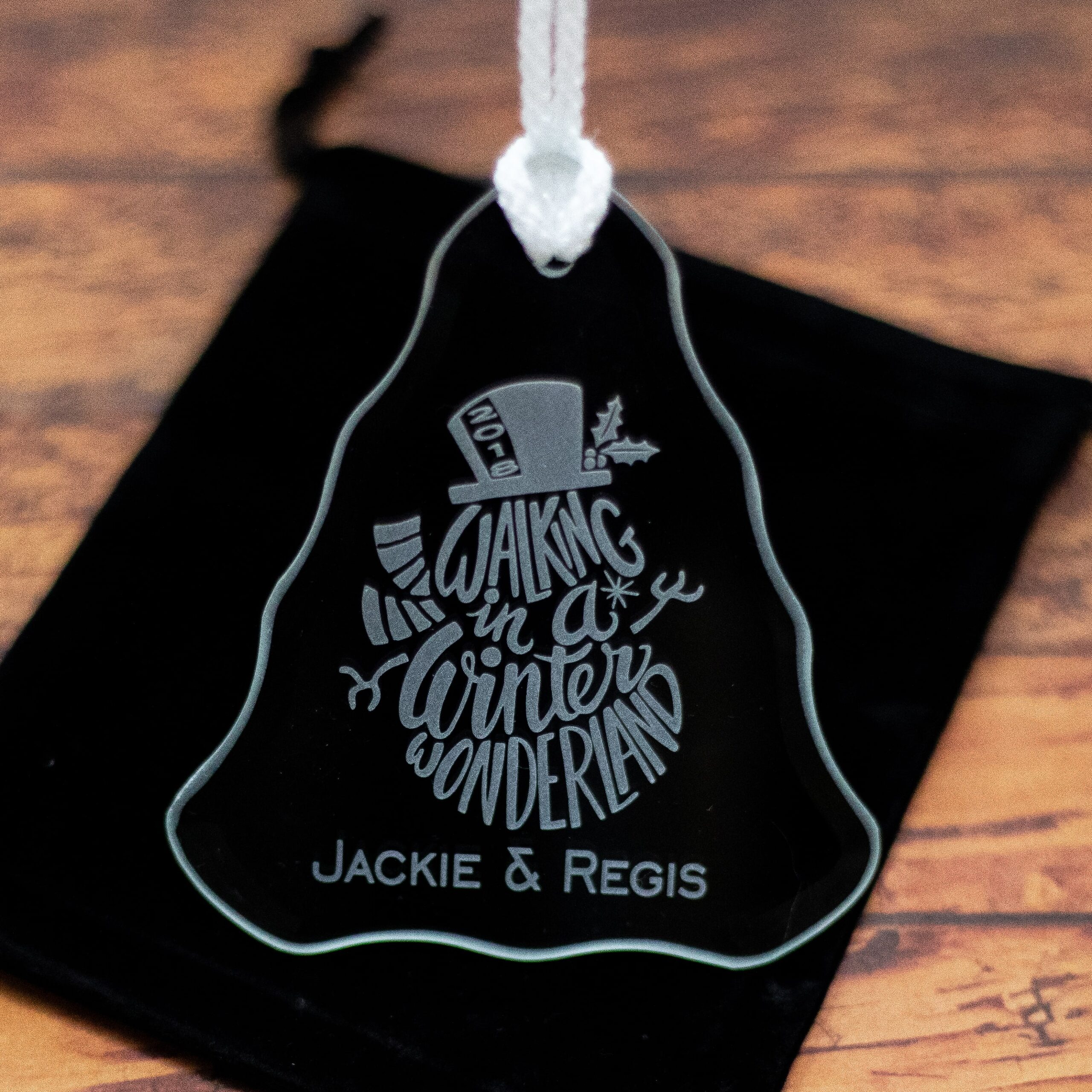 Personalized Snowman Glass Ornament | Walking in a Winter Wonderland Sandblast Etched Holiday Ornament | Custom Christmas Keepsake