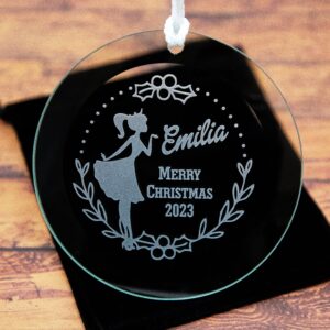 Etched Glass Fashion Doll Ornament | Personalized Holiday Keepsake | Glam Christmas Tree Decoration |  Gift for Girls Kids