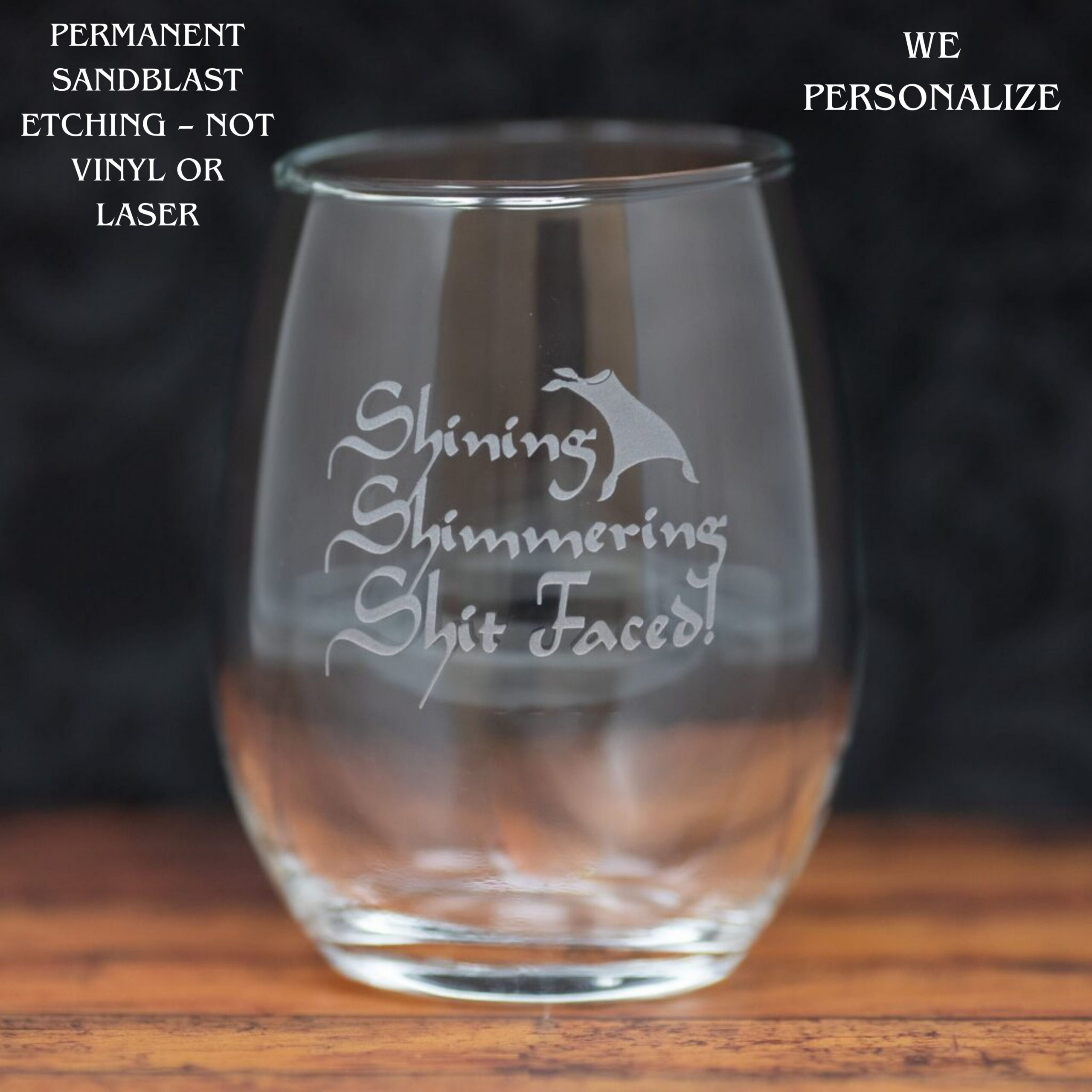 Shining Shimmering Shit Faced Glass | Sandblast Engraved Magic Lamp Inspired Adult Humor Gift - Image 2