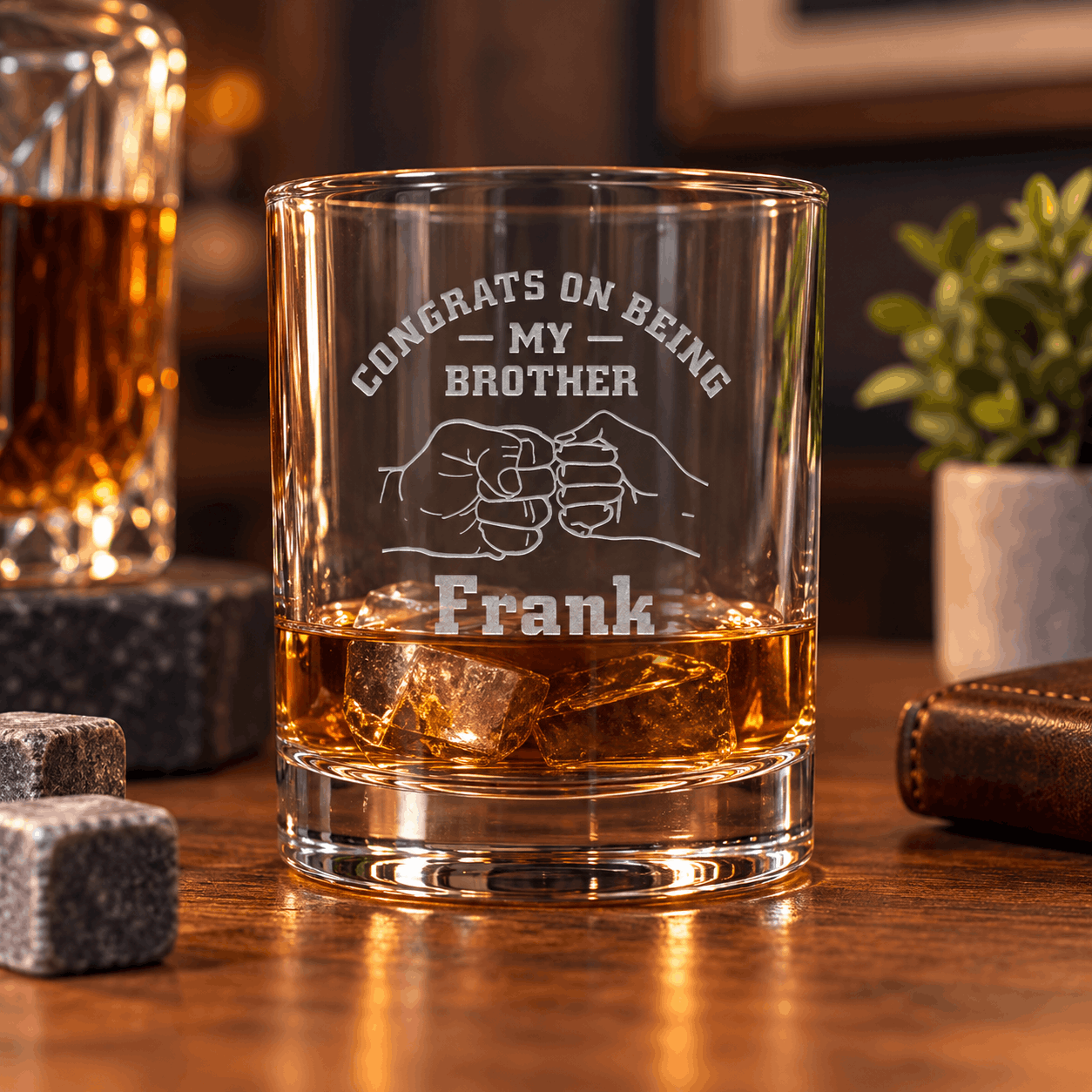 Funny Brother Gift – “Congrats on Being My Brother” Personalized Etched Glass