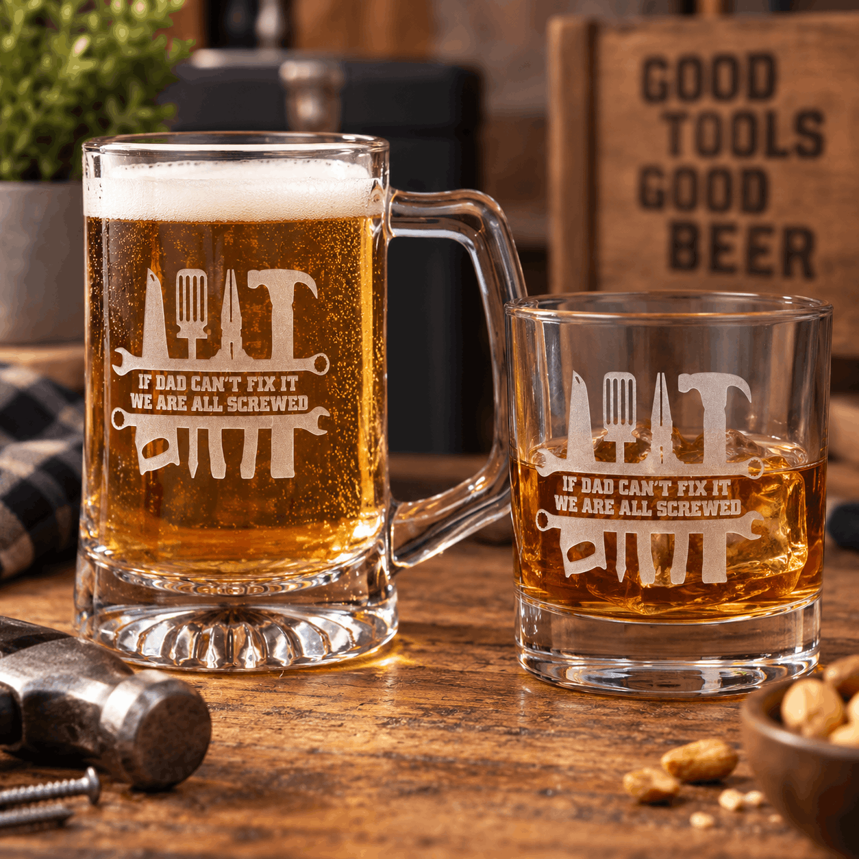 If Dad Can’t Fix It, We’re All Screwed – Funny Etched Dad Drinkware