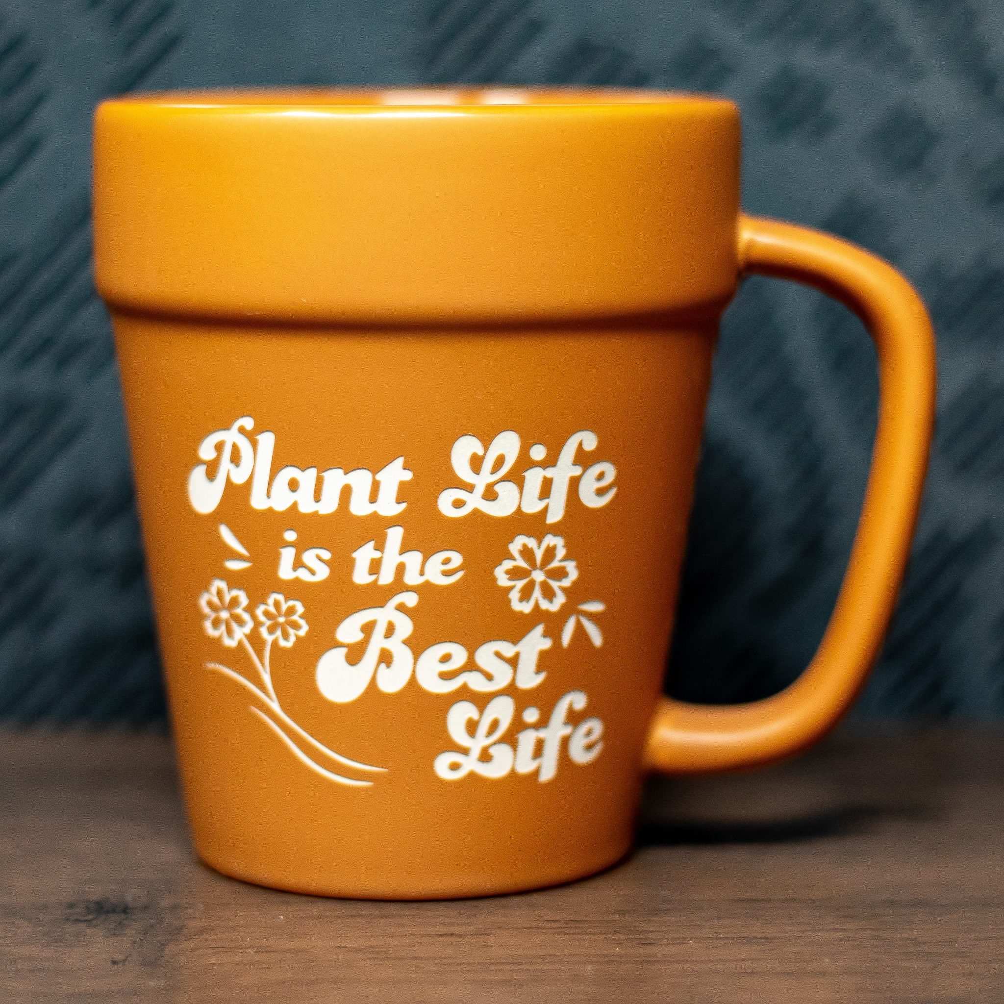 Plant Life Is the Best Life Flower Pot Mug | Sandblast Etched Terra Cotta Cup | Plant Lover Gift | Gardener Coffee Mug | Botanical Home Décor