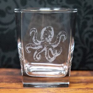 Sandblast Etched Octopus Glass | Nautical Sea Creature Drinkware | Etched Whiskey, Beer, or Wine Glass | Ocean Lover Gift | Marine Decor Glass