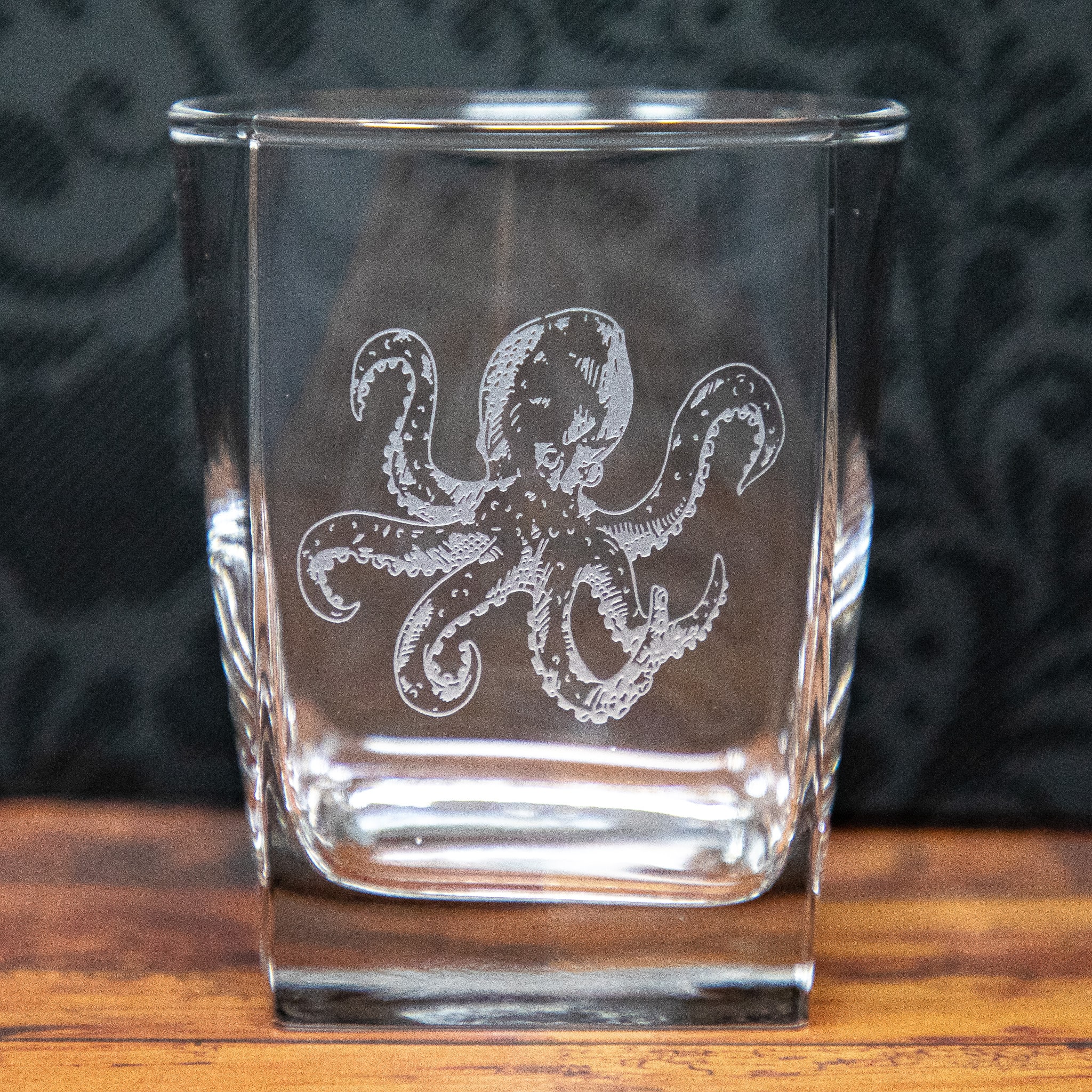 Sandblast Etched Octopus Glass | Nautical Sea Creature Drinkware | Etched Whiskey, Beer, or Wine Glass | Ocean Lover Gift | Marine Decor Glass