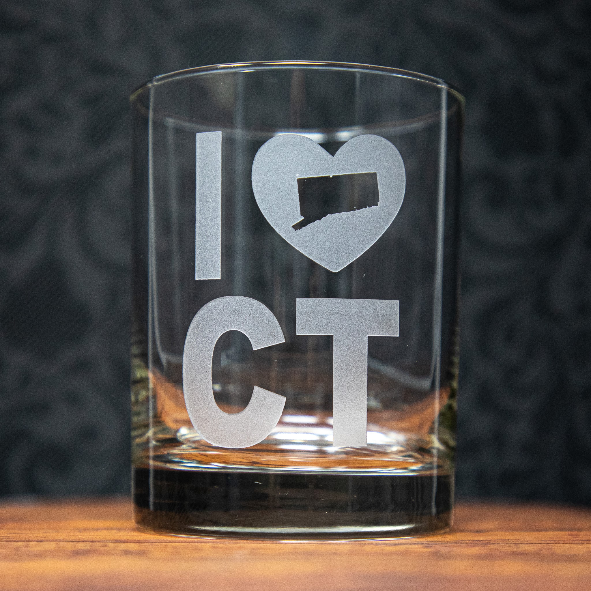 Sandblast Etched “I ♥ CT” Glass | I Love Connecticut Drinkware | Etched Wine, Whiskey, Beer Glass | New England Gift | CT Pride Glass
