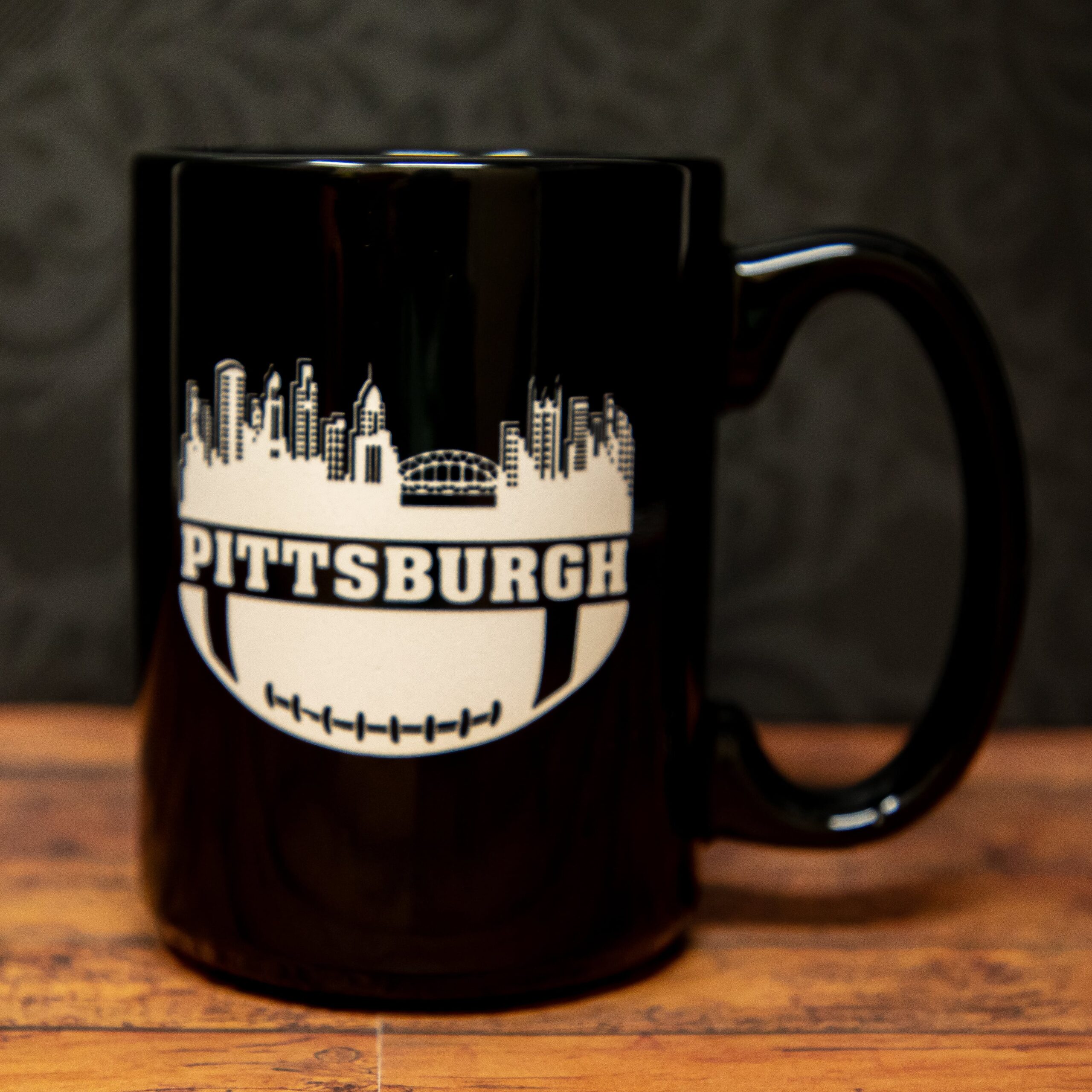 Pittsburgh Skyline Football Glass | Sandblast Etched Drinkware | Steel City Gift | Sports Lover Whiskey, Beer, or Wine Glass | Pittsburgh Fan Gift