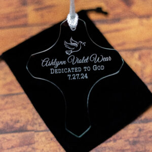 Personalized Cross Glass Ornament | Custom Dedication, Confirmation & Baptism Keepsake | Etched Name & Date | Christian Gift | Religious Ceremony Decor