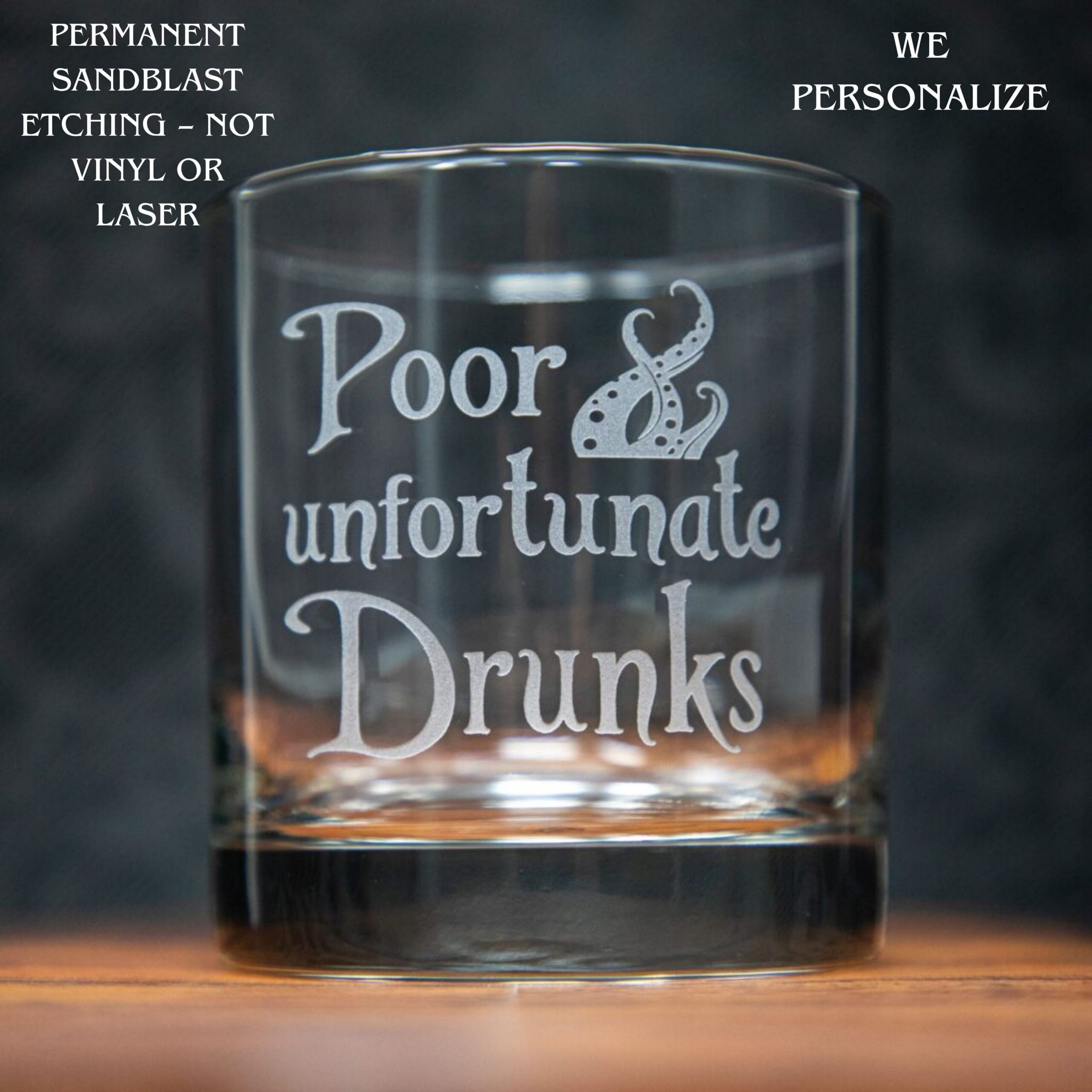 Funny “Poor Unfortunate Drunks” Wine Glass | Adult Humor Gift | Sea Witch Inspired Drinkware | Personalized Wine, Beer, Whiskey Glass - Image 2