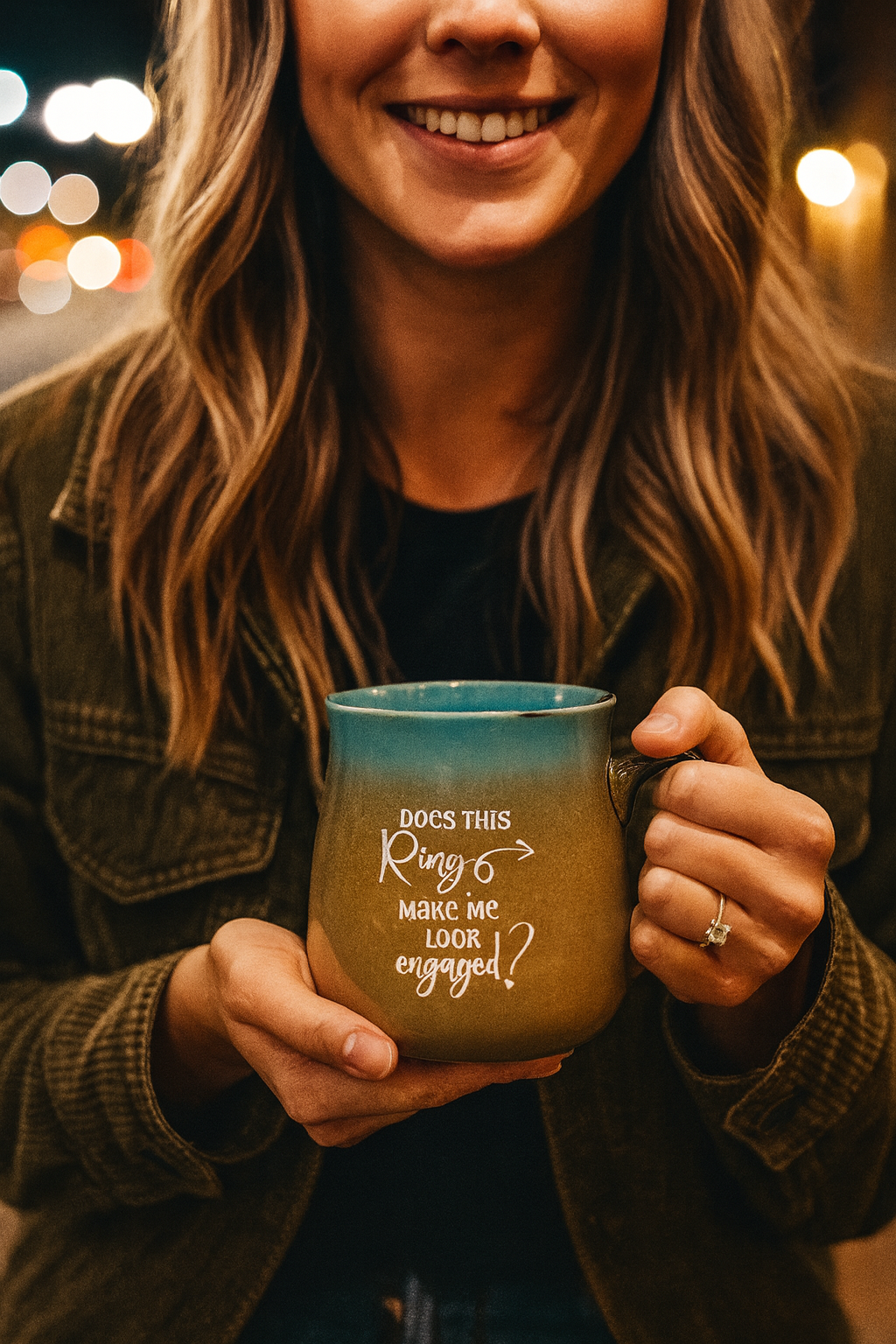 Does This Ring Make Me Look Engaged Glass | Sandblast Etched Engagement Gift | Bride-to-Be Drinkware | Funny Bridal Shower Cup | Personalized Option - Image 3