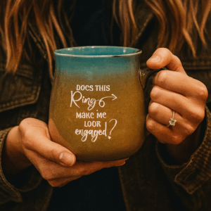 Does This Ring Make Me Look Engaged Glass | Sandblast Etched Engagement Gift | Bride-to-Be Drinkware | Funny Bridal Shower Cup | Personalized Option