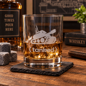 Tanked – Funny Tank Drinking Pun Sandblast Etched Drinkware