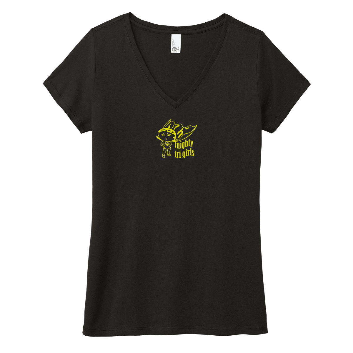 Mighty Tri Girls - V-Neck Tee Black & Yellow