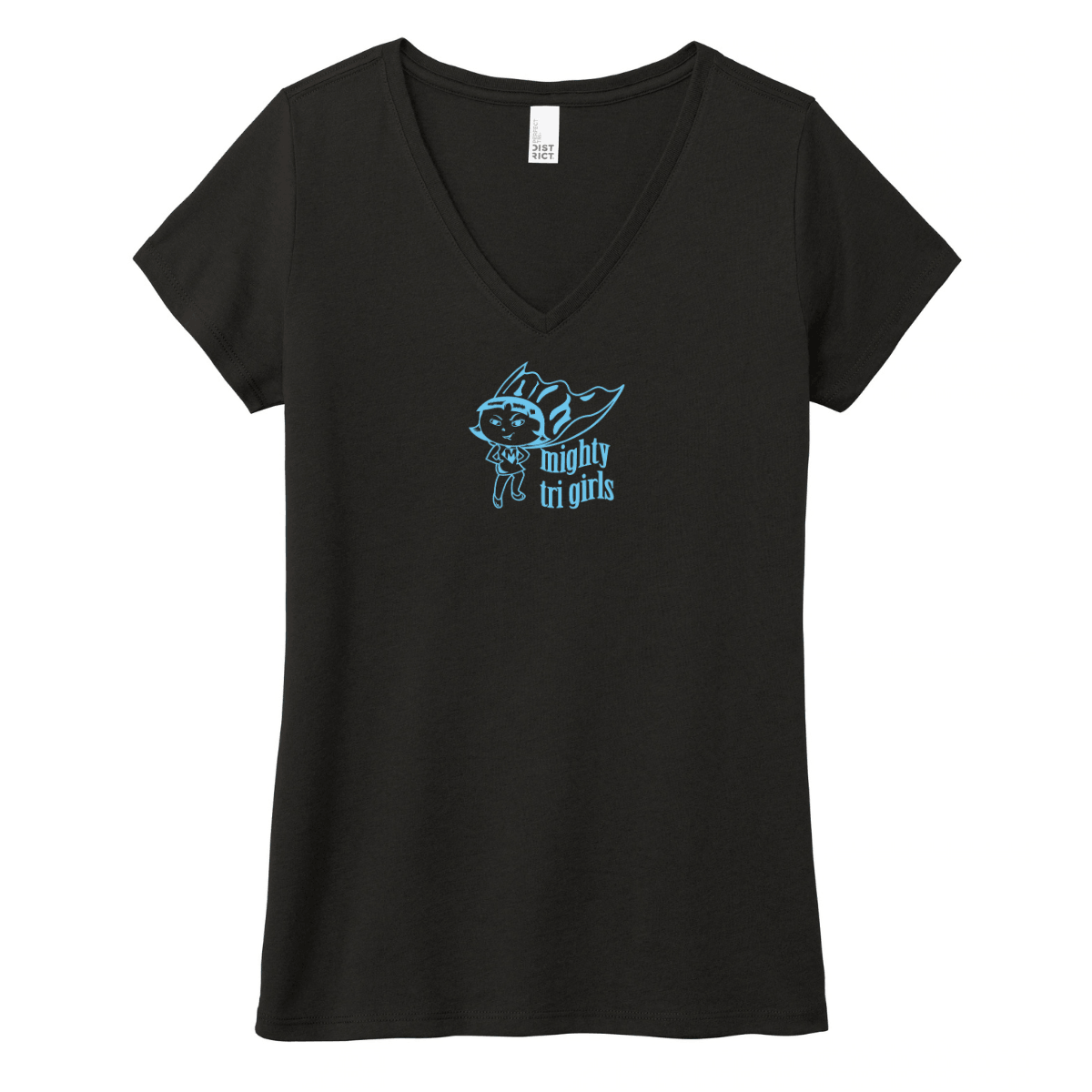 Mighty Tri Girls - V-Neck Tee Black & Ocean