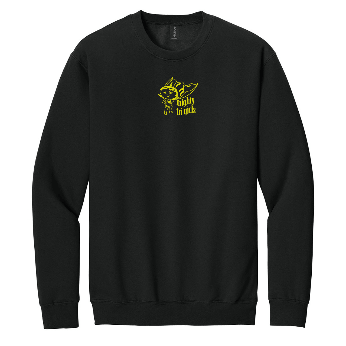 Mighty Tri Girls - Crewneck Sweatshirt Black & Yellow