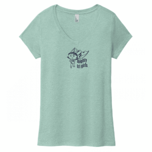 Mighty Tri Girls - V-Neck Tee Heathered Dusty Sage & Navy