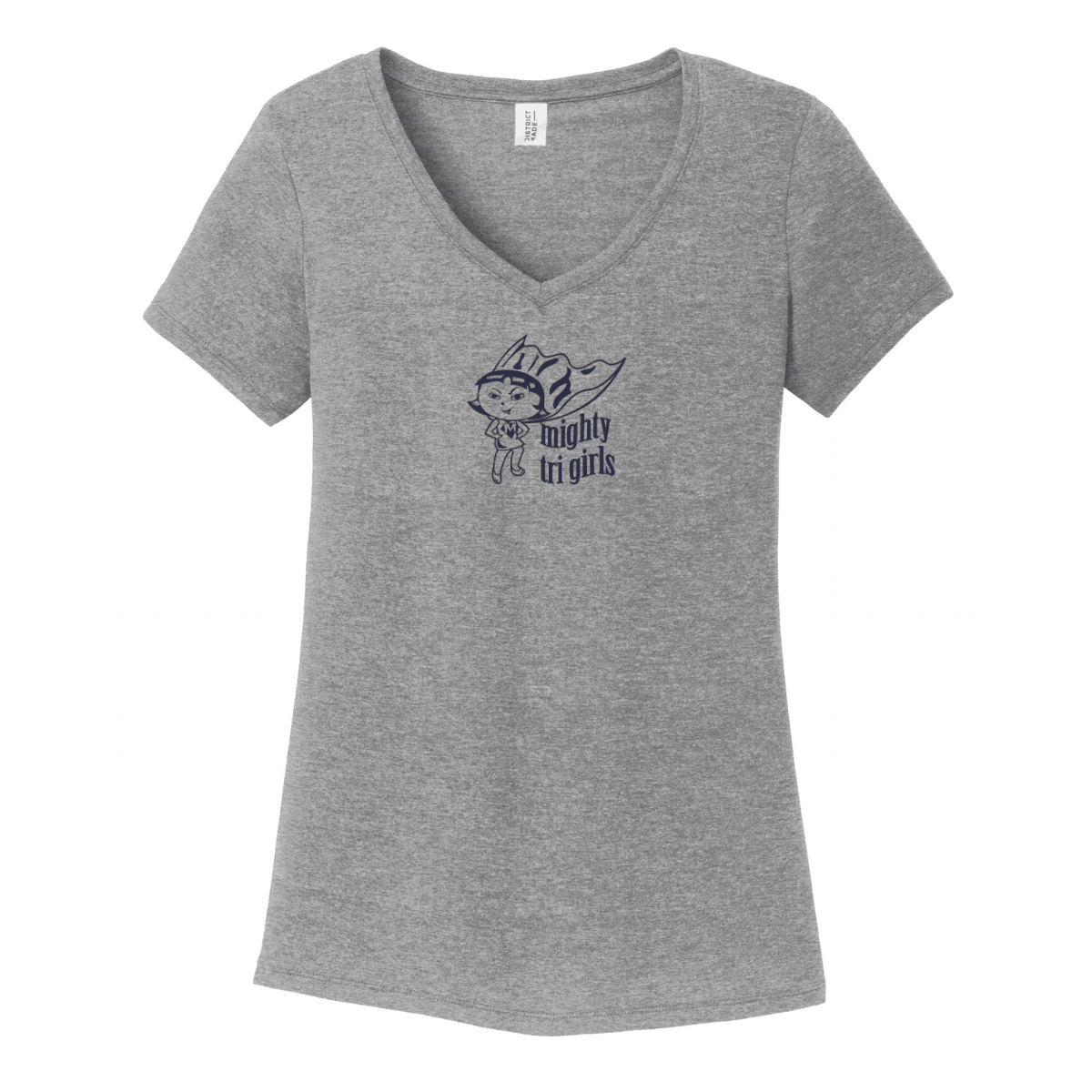 Mighty Tri Girls - V-Neck Tee Grey Frost & Navy